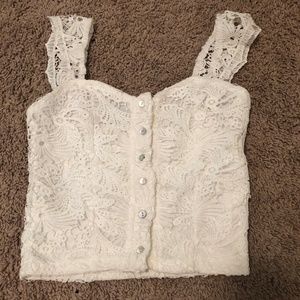 Super Cute White Lace Crop Top